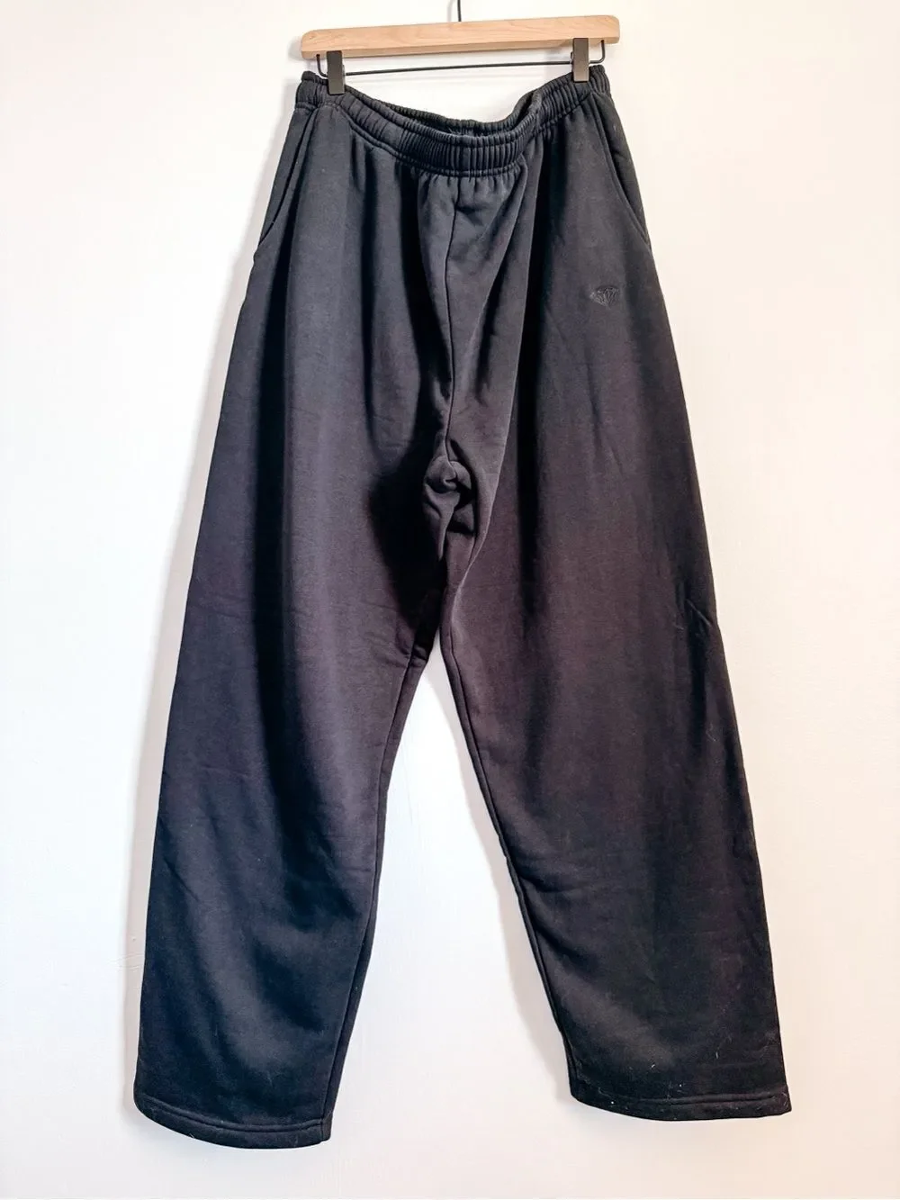 Diamond Black Elastic-Waist Straight Leg Sweat Pants Size XL